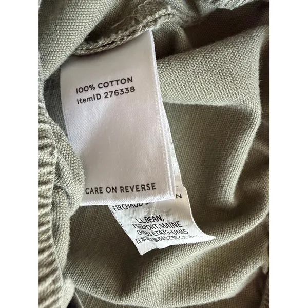 L.L.Bean Knee-Length‎ 100% Cotton Skirt Full-Zip 10 Pockets Khaki Elastic Waist - Image 3