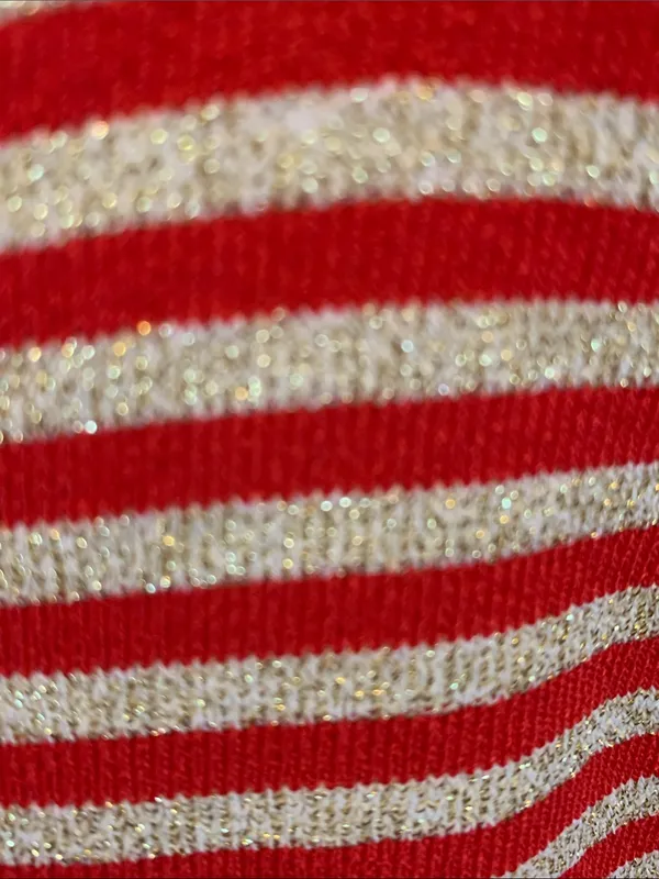 🚨🚨🚨BOGOHO🚨🚨🚨Boston Proper Striped Lace-Up Top - Red & Gold Shimmer-M - Image 7