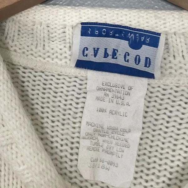Vintage Cape Cod Plus Size 18W Creamy White Sweater Cottagcore 90s Butter Mom - Image 5