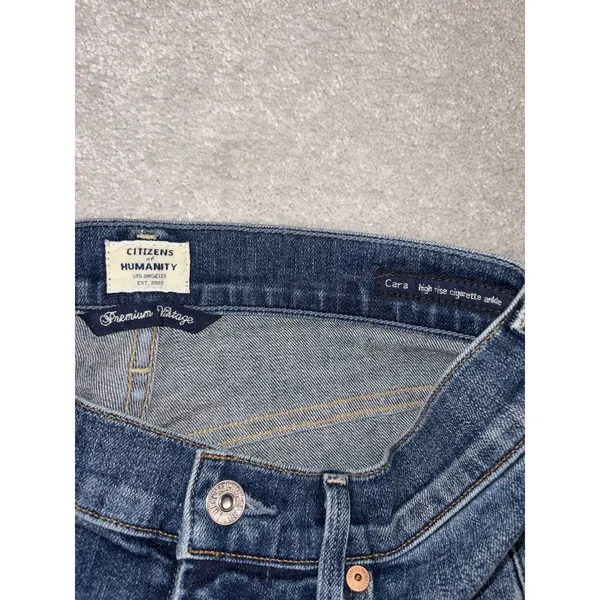 Citizens Of Humanity Cara High Rise Cigarette Ankle Jeans size 26 Dark‎ Blue - Image 4