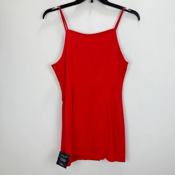 Lulus Chic Objective Red Button Front Mini Dress Linen Rayon Blend Medium NWT - Image 10