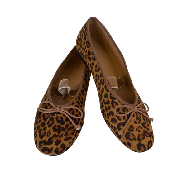 C.Paravano Almond-Toe‎ Ballet Microsuede Flats (Liora) Leopard Size 40 US 9.5 - Image 4