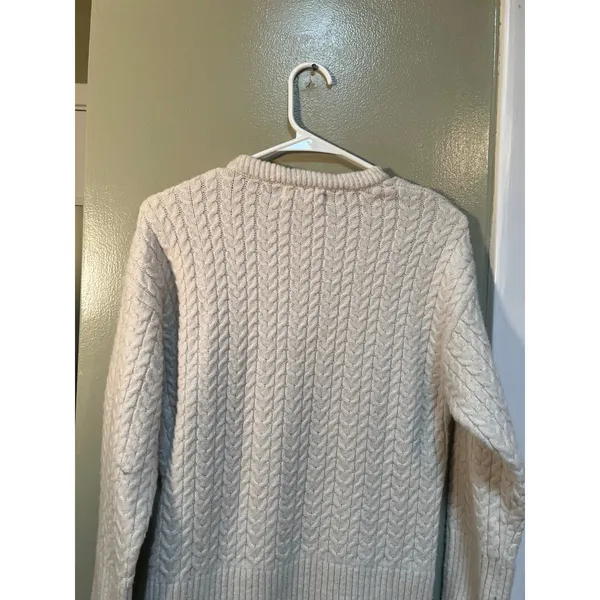 Primark Womens Size Small Crewneck Sweater Cream Beige Textured Herringbone Knit - Image 6