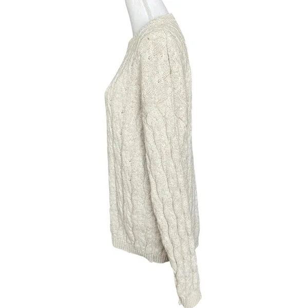 Vintage Hampton bay trading company beige cable knit sweater fisherman cotton - Image 3