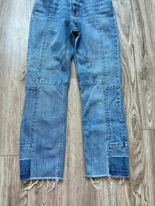 Abercrombie & Fitch Zoe Natural Rise Straight Leg Patchwork Ankle Jeans Size 26 - Image 5