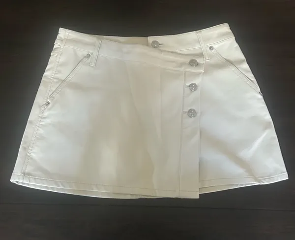Free People - We the Free - White/Ivory Wrap Button Mini Skirt - Image 6