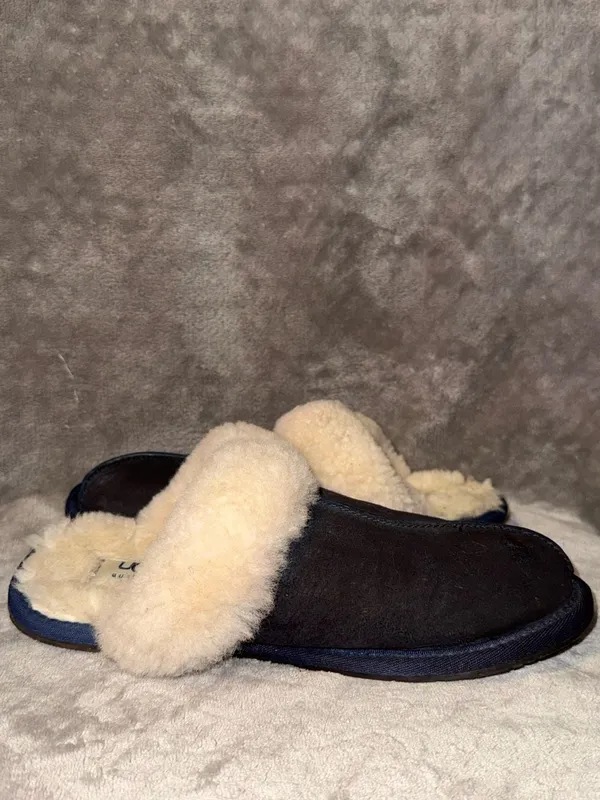 UGG Australia Suede Shearling Lined Slide Slippers Dark Brown Size 8 - Image 9