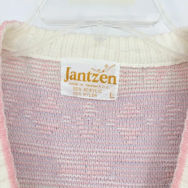 Vtg Jantzen 80s Sweater Womens Vest Sz L Fair Isle Pastel Cottagecore Grandma - Image 7