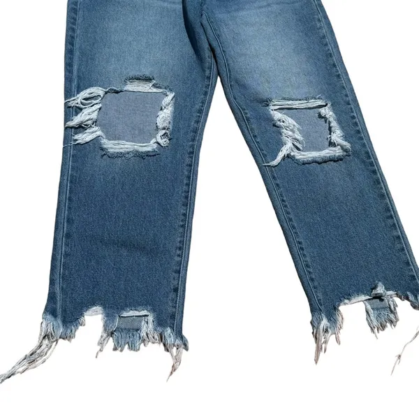 Kancan Wide Leg Distressed Raw Hem Jeans EUC Size 11/29 - Image 7