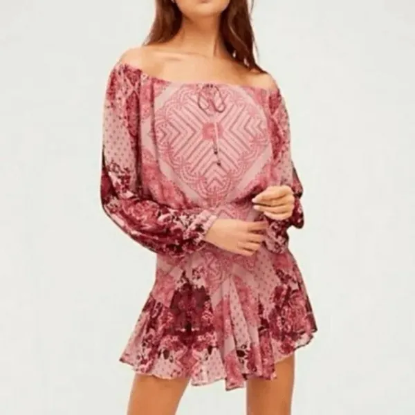 Free people floral boho bohemian mini dress, size Xs - Image 3