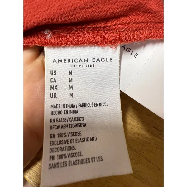 American‎ Eagle Wide Leg Jumpsuit M Sleeveless Boho Floral Embroidered Smock Red - Image 5