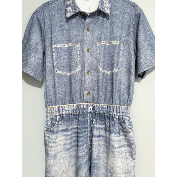 NWT Oddi Acid Washed Chambray Denim Jumpsuits Size Medium Casual - Image 11