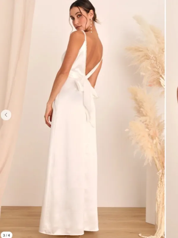 LULUS Sexy Bridal Wedding Elegant Sophisticated Romantic Pearls Gown - Image 3