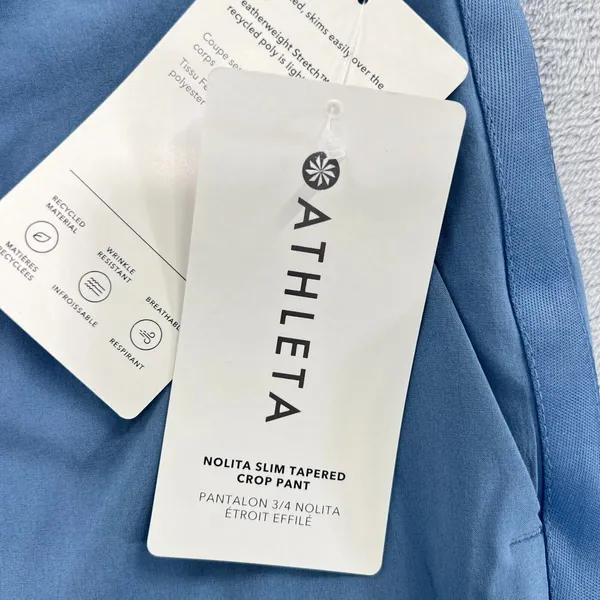 Athleta Nolita‎ Slim Tapered Crop Pants Light Blue Women 14 Pockets Relaxed Fit - Image 11