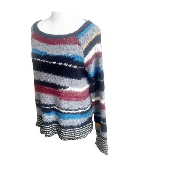 Free People Sweater Womens M Multi Striped Montmartre Knit Boat Neck Winter Wear - Image 4