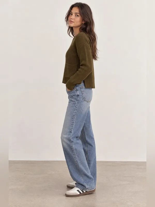 Madewell Patch Pocket Pullover Sweater – Cadmium Green – S - Image 2