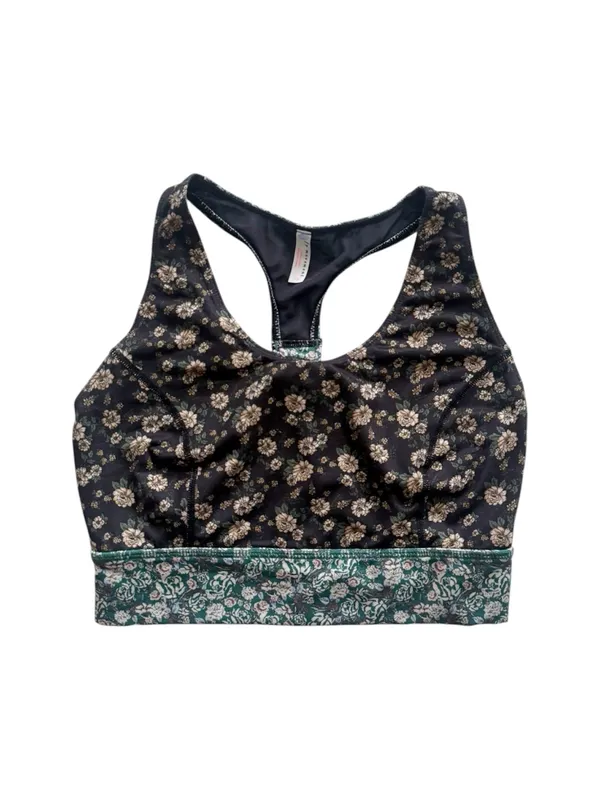 Free People Movement Floral Synergy Strappy Back Crop Top Sports Bra Small - Image 2