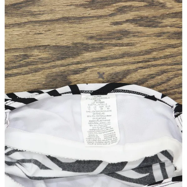 Swim Solutions V-Neck Tiered Tankini Swim Top Leafing Matter Black White 10 - Image 5