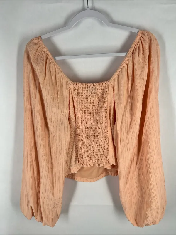 Forever 21 Peach Textured Tie-Front Crop Top Boho Peasant Cottagecore‎ - Image 11
