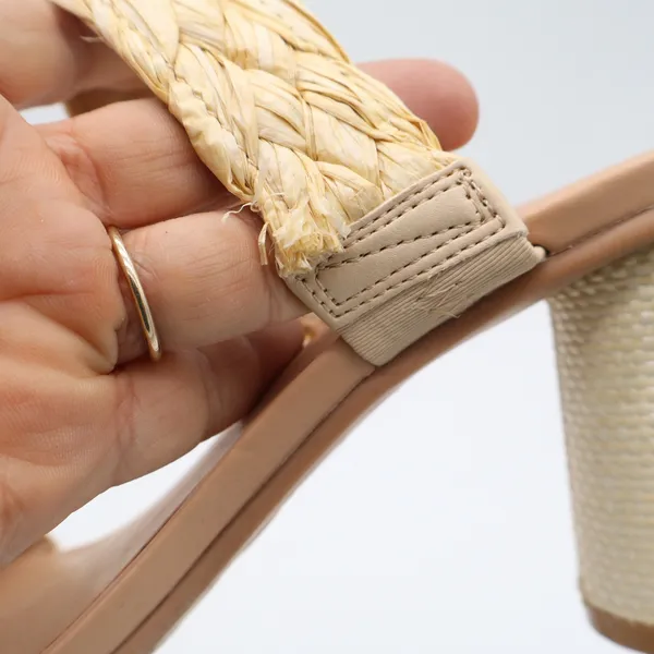 A New Day Braided Raffia Block Heel Mules Beige Square Toe Sandals Womens Size 8 - Image 6