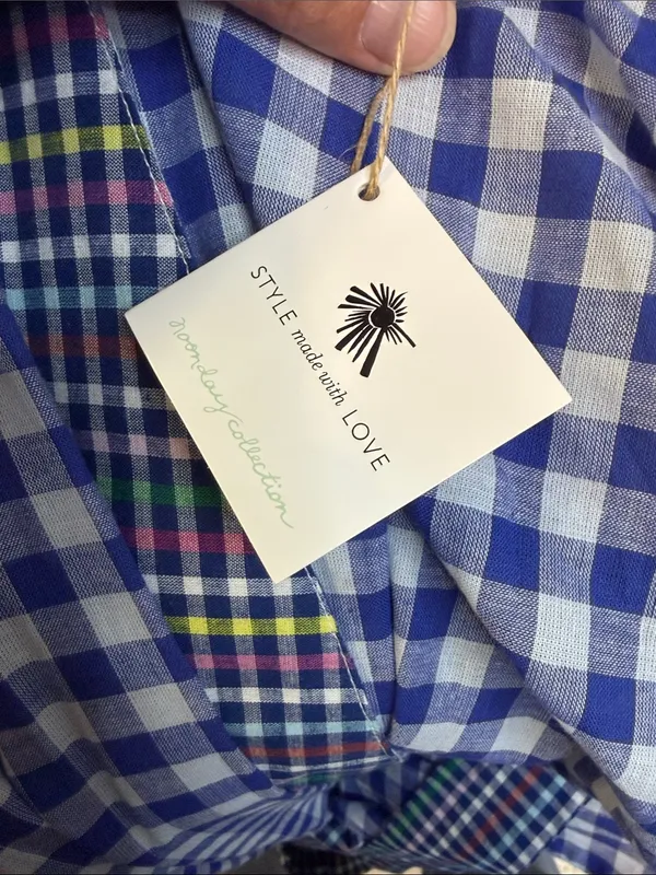 Noonday Collection Blue White Gingham Checked Kimono Robe Size M/L - Image 6