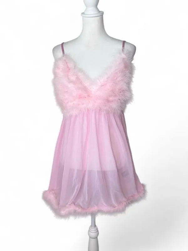 Fembot Marabou Babydoll Costume Dress - Image 2