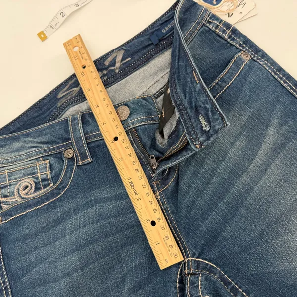 Seven 7 Jeans Women’s 4 Blue Slim Boot Super Stretch Denim Whisker Wash NWT - Image 8
