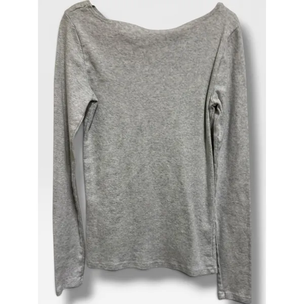 John Galt J Galt Heather Gray Boat Neck Long Sleeve Cotton Top MQ069G Z166 - Image 4