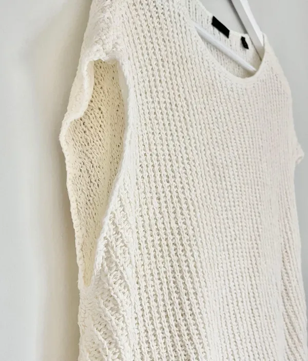 ATM Anthony Thomas Melillo Diagonal Stitch Knit Pullover Boat Neck Top Ecru White Size Medium - Image 8
