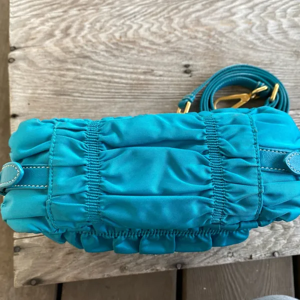 Prada Blue Tessuto Gaufre Crossbody - Image 12