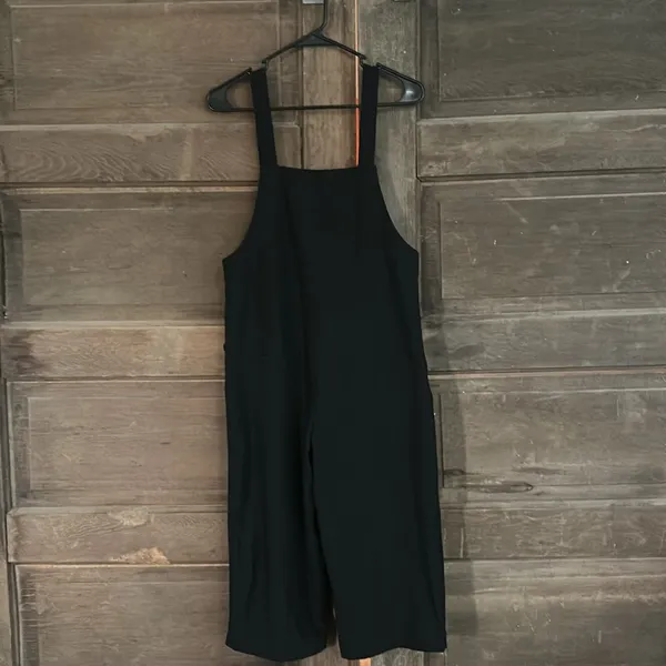 Papka Jumpsuit Black Size Medium Adjustable‎ Button Straps Pockets - Image 6