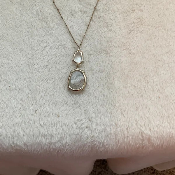Two Layered Necklace with stones Silver - Image 7