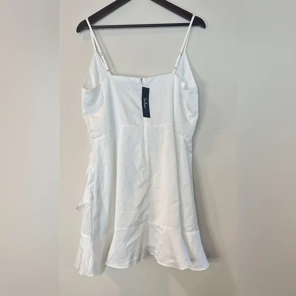 Lulu's Elegant White Ruffle Mini Dress - Image 2