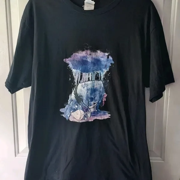Disney Eore black graphic tee with rain cloud Sz large - Image 2