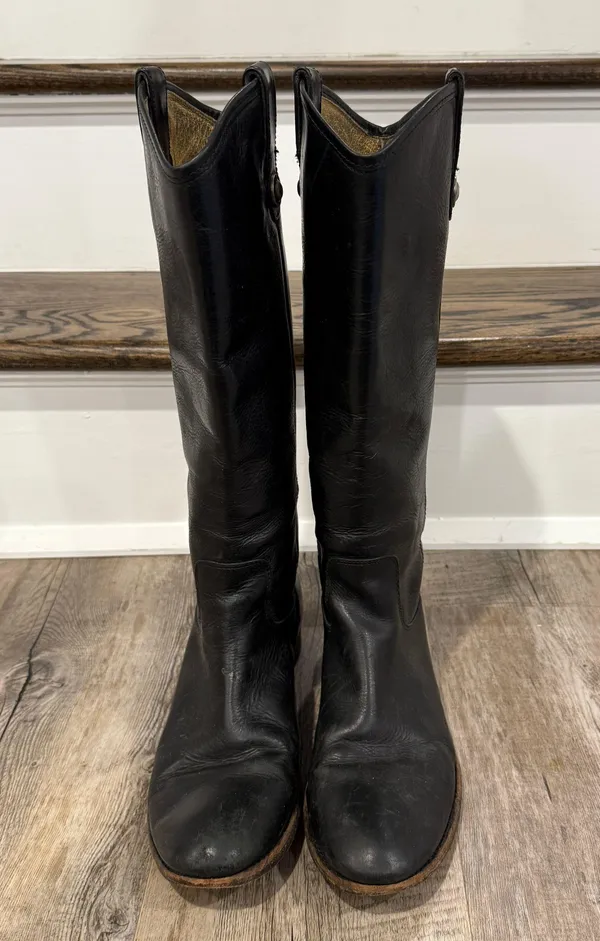 Frye Melissa Button Riding Boots Black Leather Women’s Size 8.5 Classic Tall - Image 5