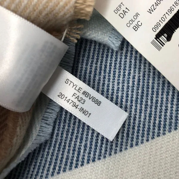 J.Crew Womens Classic Scarf Blue Brown Ivory 77"Lx25"W - Image 4