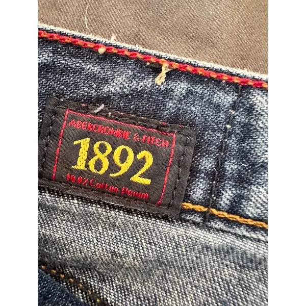Abercrombie & Fitch Y2K Low Rise Straight Leg Cuffed Jeans Sz:00 Blue Button Fly - Image 8