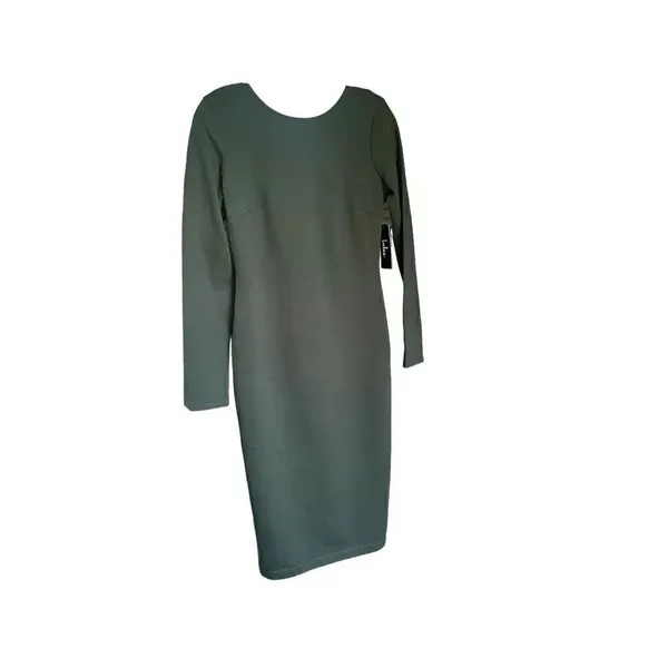 NWT Lulus Olive Green Open Back Long Sleeve Round Neck Dress Size L Party Knee L - Image 5