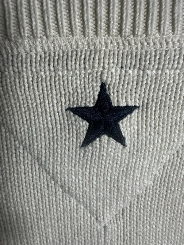 S253. Tommy Hilfiger Big Flag Logo Cream Cotton Crewneck Sweater - Image 5