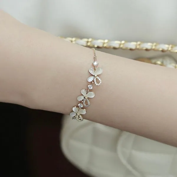18K Gold Plated Adjustable Crystal Butterfly Charm Bracelet for Women - Image 2