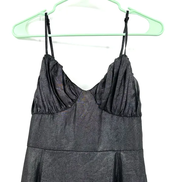 Lulus size medium sleeveless mini dress‎ hidden rear zip lined sparkly dark gray - Image 3