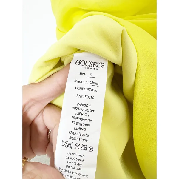 House Of CB Paloma Maxi Dress Yellow Strapless Draped Chiffon Size Small Corset - Image 7