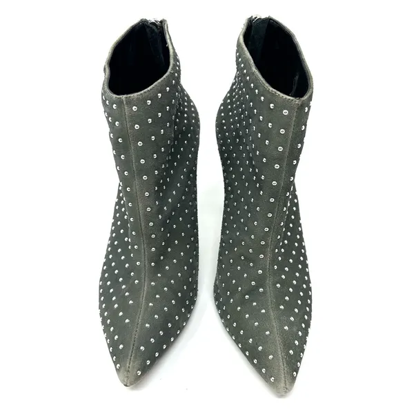 Raye Size 7.5 Boots‎ Gray Rhinestone Studded 4" Heel Back Zip Bootie Pointed Toe - Image 2
