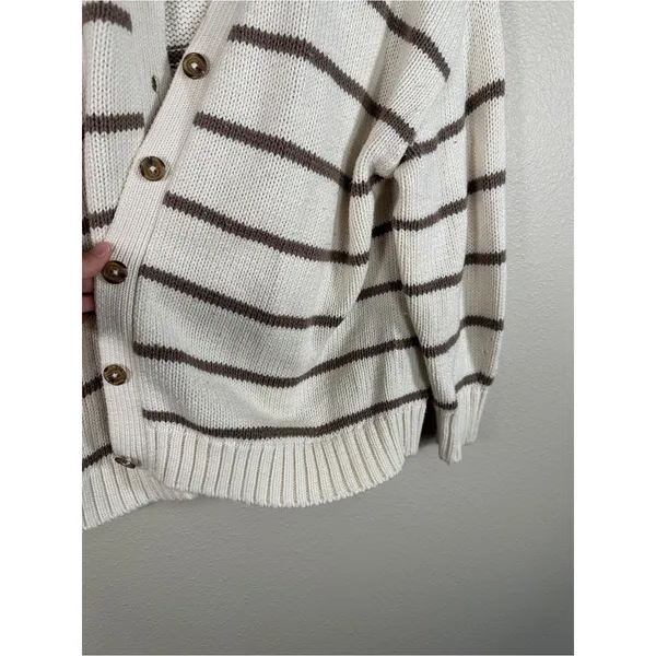 Jenni Kayne Cream Tan Chunky Knit Cardigan Sweater Womens S Oversized Casual - Image 8