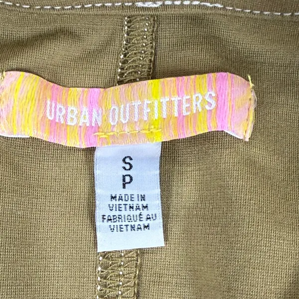 Urban Outfitters Olive Green Zip Front Mini Dress Cap Sleeve Contrast Stitch S‎ - Image 2
