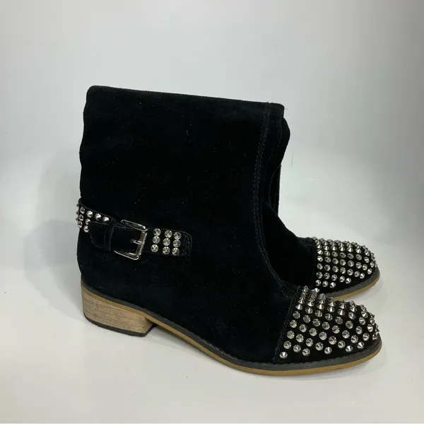 Kelsi Dagger tall black suede boots studded silver women’s size‎ 8 punk goth - Image 3