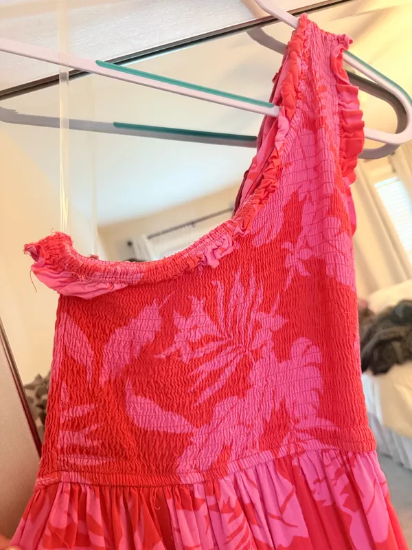 Pink and red floral maxi dress - Image 2