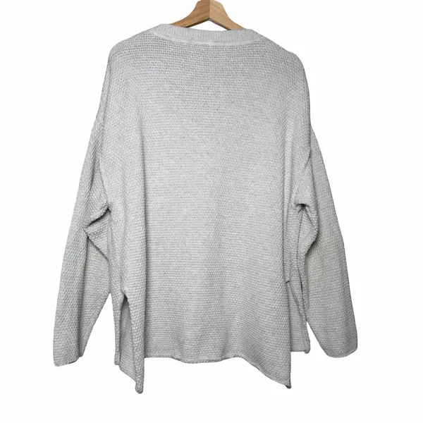 Free People FP Beach Hailee Sweater XS Gray Waffle Knit Henley Oversized Cotton - Image 3