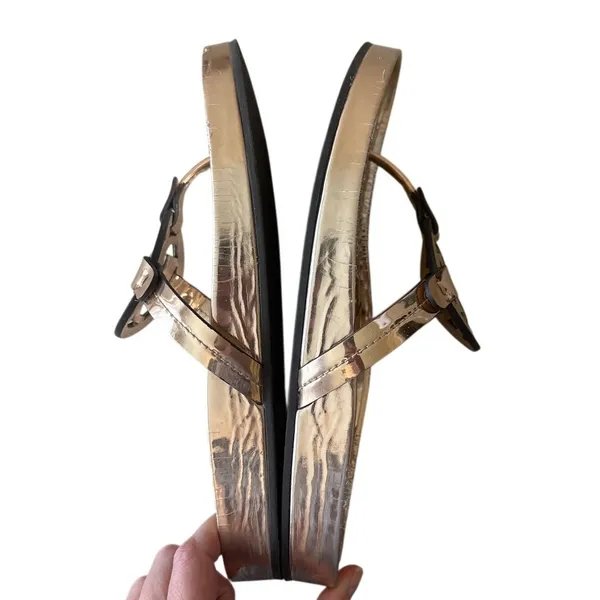 Tory Burch‎ Miller Cloud Sandals Mirrored Metallic Gold Thong Size 10 - Image 7