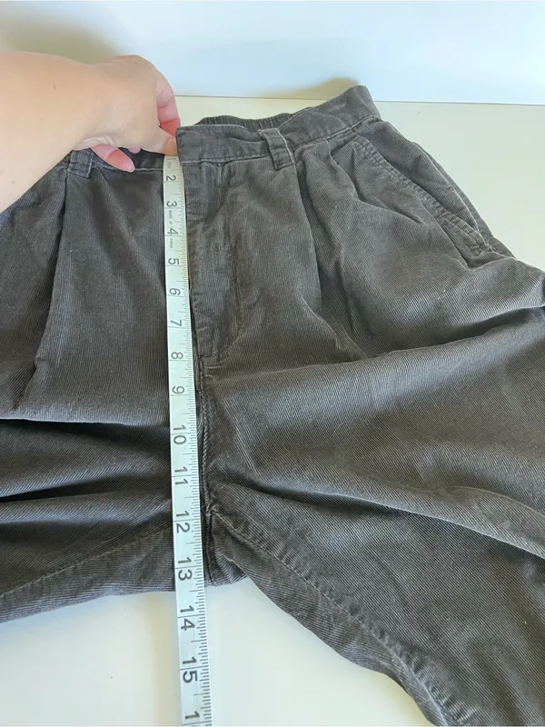 GAP Women's High Waisted Tapered Corduroy Pants Brown Noir Pleated Front‎ - Image 7